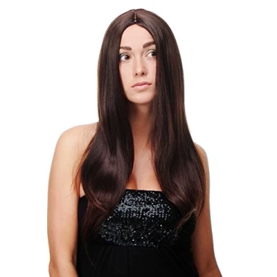 Imagen de wig ME UP peluca de mujer mezcla marrón muy oscuro y castaño caoba pelo largo liso raya en medio aprox. 60 cm SA 151 2T33