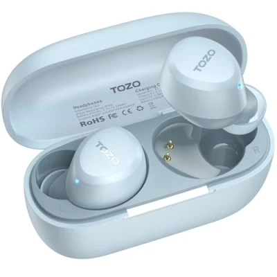 Imagen de TOZO Auriculares Inalámbricos, A1 Mini Bluetooth 5.3 con HD Micrófono, Cascos Inalambricos Sonido Premium Inmersivo, Reproducción 30H, (Compatible para Orejas pequeñas), Azul