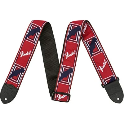 Imagen de Fender Correa Monogramada, Longitud Totalmente Ajustable (90 cm, 145cm), Rojo/Negro/Azul