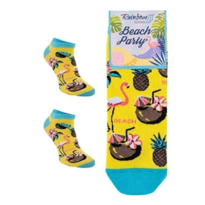Imagen de Rainbow Socks Hombre Mujer Divertidos Sneaker Calcetines Party 1 Pares Flamingo Talla 41 46