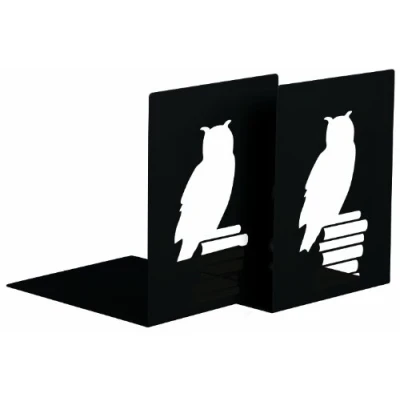 Imagen de Moses Reading Owl libri_x Sujetalibros diseño de búho, 2 Soportes Metal Negro en un Juego con búhos bellamente recortados, Caja Regalo, 16 cm x 12,5