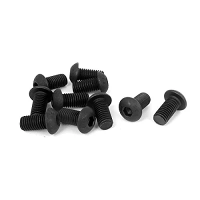 Imagen de sourcing map M10 x 20mm Acero De Aleación Zócalo Maleficio Botón Cabezas Tornillos Negro 10 Piezas
