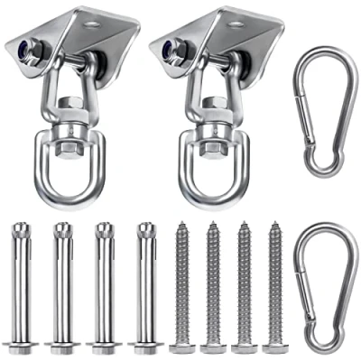 Imagen de BELLE VOUS Resistentes Anclajes para Columpios (Pack de 2) Anclaje Pared Acero Inoxidable Gancho con Giro 360 Grados Tornillos Capacidad Carga 400 kg Silla Hamaca, Bolsa Hamaca
