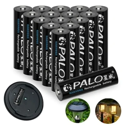 Imagen de CITYORK 16 Pack Baterías Recargables AA, 1.2V Ni MH Pilas para Luces de jardín, solares, Camino Solar (600mAh)