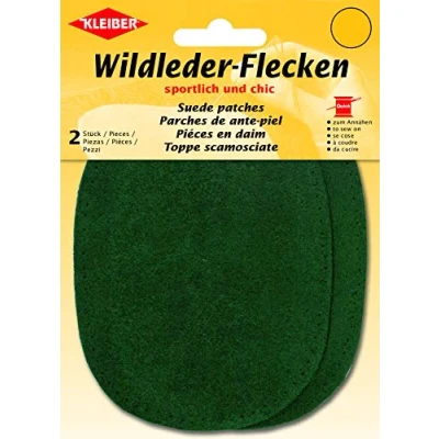 Imagen de Kleiber Parches de Piel Ante (2 Unidades, 12 x 10 cm), ovalados, Color Verde