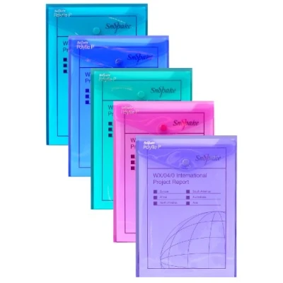 Imagen de Snopake Polyfile Cartera para documentos A5 (botón pulsador, 5 unidades), colores eléctricos surtidos