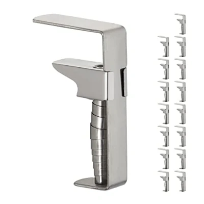 Imagen de Relaxdays Juego 16 Pinzas Sujeta Manteles, Clip Tablero hasta 4 cm Espesor Mesa Interior/Exterior, Acero INOX, Plateado, Inoxidable