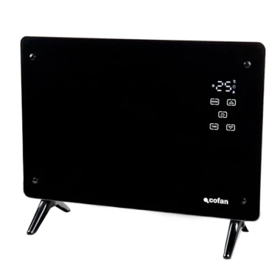 Imagen de Cofan Convector radiante de panel vidrio Potencia: 1500 W Pantalla LED Mando a distancia Control vía app y compatible con asistente voz Temporizador 24 h