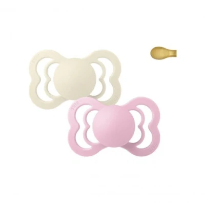 Imagen de 2 Chupetes BIBS Supreme Ivory/Baby Pink Látex