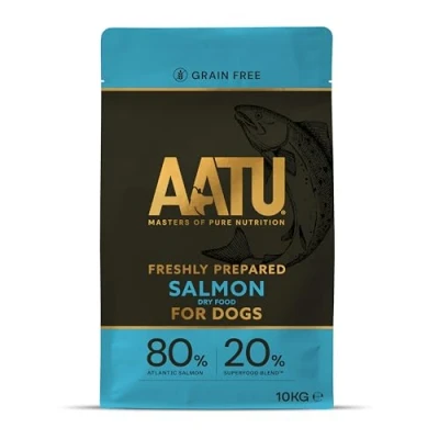Imagen de AATU 80/20 Comida Seca para perro, Salmón, Alto en proteínas, Receta libre de cereales, Sin ingredientes artificiales, 10 kg