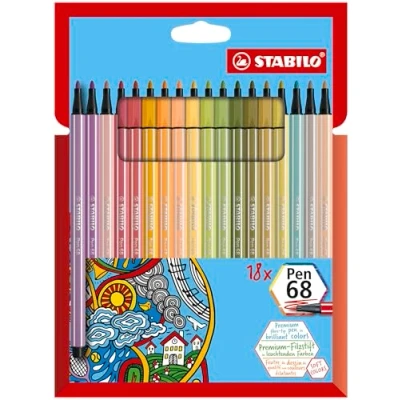 Imagen de STABILO, Rotulador premium STABILO Pen 68, Estuche de cartón con 18 colores