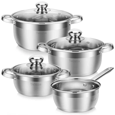 Imagen de Velaze Dylan, 7 Piezas Batería de Cocina, Juego Ollas Acero INOX, Cacerolas Antiadherentes Cocina Induccion, Apta para Todo Tipo Cocinas
