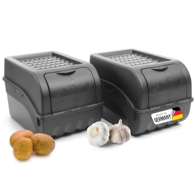 Imagen de Novaliv Caja de almacenamiento para patatas, 2 unidades 5 l, color gris antracita