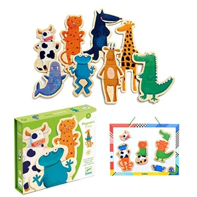 Imagen de DJECO Crazy Animal Mix &amp; Match Wooden Magnets Tiere Calendarios de Adviento Imanes Y Juguetes, Multicolor, S (DJ03111)