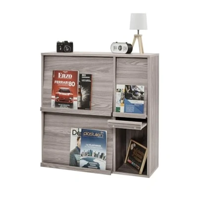 Imagen de Iris Ohyama, Mueble de almacenamiento con 4 puertas plegables / Armario madera Abatible Armario, Diseño,Modular, Oficina, Casa biblioteca Flap Rack FR F4 Roble Gris