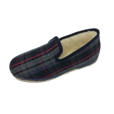 Imagen de Soca Zapatilla de Estar por casa/Kebir/Hombre Material Empeine: Lana/Forro Lana Virgen/Suela Goma/Modelo Cuadros Azul/del número 39 al 47/Talla 45
