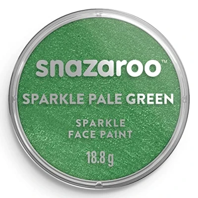 Imagen de Snazaroo Pintura facial y corporal, 18 ml, color verde pálido nacarado, profesional a base de agua, pastilla aquacolor individual para adultos, niños efectos especiales