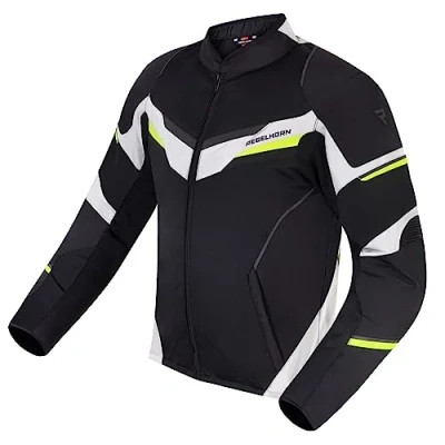 Imagen de REBELHORN Flux Chaqueta de Moto Hombre Membrana L XTR desmontable Protectores Codos y Hombros Nivel 2 Paneles Ventilación Malla Elementos reflectantes
