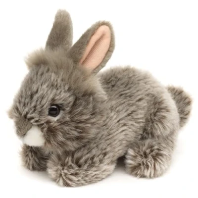 Imagen de Uni Toys Conejo de Angora Beige, Tumbado 18 cm (Longitud) Peluche, Peluche