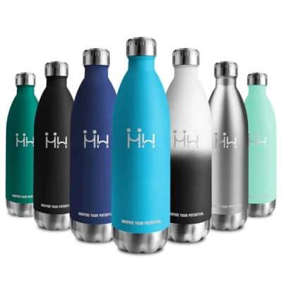 Imagen de Botella Agua Acero Inoxidable 1L, Termica sin BPA, Termo a Prueba de Fugas, Garrafa Reutilizable, Cantimplora para Niños, Escuela, Oficina, Gimnasio, Deporte, Viajes