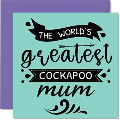 Imagen de tarjetas de cumpleaños para ella parte del perro World&#039;s Greatest Cockapoo Mum Tarjeta feliz mascota, regalos mamá perro, 145 mm x mm,