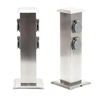 Imagen de WilTec Columna enchufes jardín 4 Tomas Corriente Acero Inoxidable Accesorios Exterior Enchufe IP44