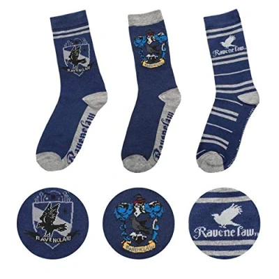 Imagen de Cinereplicas Harry Potter Pack de 3 unisexos Calcetines con emblemas Hogwarts Zapatos 35 a 45 Ravenclaw
