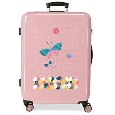 Imagen de Roll Road Precious Flower Maleta mediana Rosa 48x68x26 cms Rígida ABS Cierre TSA integrado 70L 3 kgs 4 Ruedas dobles