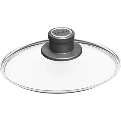 Imagen de Woll Glass Lid Sicherheitsglasdeckel Tapa de Cristal Seguridad, Redonda, diámetro 18 cm, botón ventilación Permanente, Transparente, Vidrio Acero Inoxidable Plástico