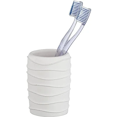 Imagen de WENKO Vaso de dientes Corda Blanco Soporte para cepillos dientes, y pasta Poliresina, 7.5 x 10 cm,