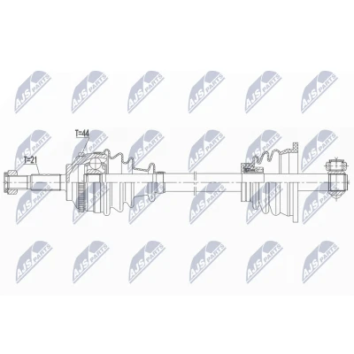 Imagen de NTY NPW RE 165 Árbol de transmisión Eje delantero, izquierda 630 RENAULT: Kangoo I, CLIO 2, I Express, NISSAN: Kubistar Furgón