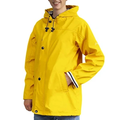Imagen de Breizh Ocean Abrigo Impermeable Mixto, Estilo Marinero, Forro a Rayas XS 4XL (Amarillo, XS)