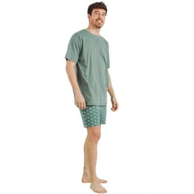 Imagen de TRAMAS+ Pijama Hombre Verano 100% Algodón, Conjunto de Camiseta Manga Corta y Pantalon Corto, Cómodo Fresco L, Dawin Verde