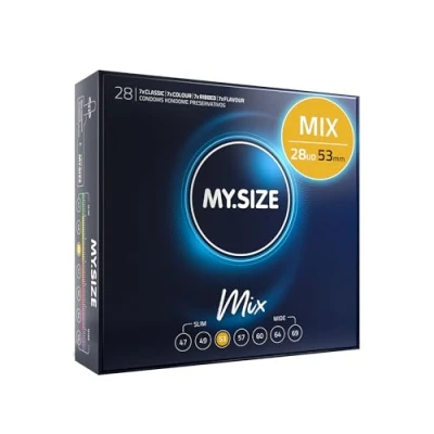 Imagen de My.Size Mix Condones, tamaño 3, 53 mm, paquete estándar, contenido de 28 unidades
