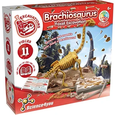 Imagen de Science4you Brachiosaurus Excavaciones Fósiles Juguete Cientifico, Dinosaurios, 11 Piezas y Libro Educativo Multilingue, Regalo Ideal para Niños 6 7 8 Años