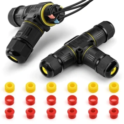 Imagen de GlasFlength conector de cable resistente al agua 3 pines, 2 unidades, caja derivación impermeable IP68, subterráneo, manguito conexión para