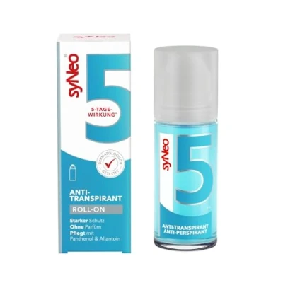 Imagen de syNeo 5 Antitranspirante Roll On, Desodorante contra sudor fuerte para mujeres y hombres, 1 unidad (1 x 50 ml)