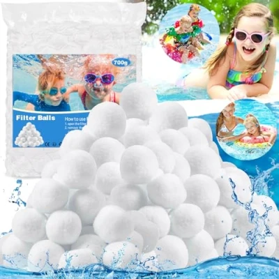 Imagen de MULEVIP Bolas Filtro Piscina 700g Depuradora Piscina,Bola de Piscina,Bolas Reemplazar 25 kg Arena Filtro,para Sistema Piscina, Bomba (Blanco)