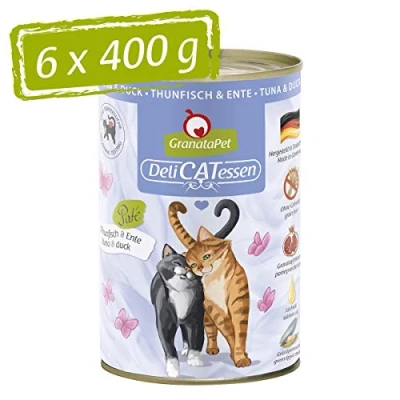 Imagen de GranataPet Delicatessen Atún y Pato Comida Húmeda para Gatos Gourmets, Alimento Sin Cereales Azúcares Aditivos, 6 x 400 g