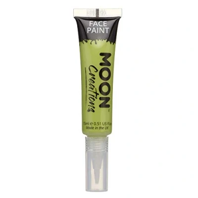 Imagen de Moon Creations Tubos de Pintura facial y corporal con pincel aplicador Sin crueldad para niños, adultos, disfraces, festivales, Halloween Verde lima 15ml