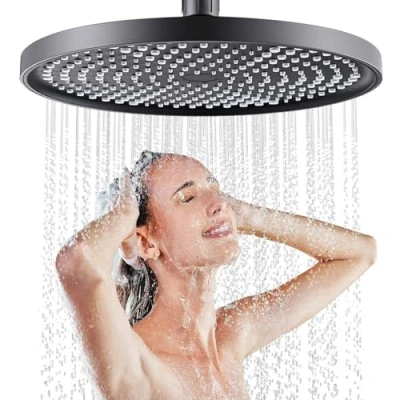 Imagen de JINYOMFLY Cabezal de Ducha Lluvia Alta Presion, Redondo Fijo, Alcachofa Grande, Ahorro Agua, Exterior, 25CM