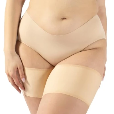 Imagen de CALZITALY Bandas Antirozaduras Lisas, Previene Rozaduras, Elásticas Muslos, Curvy, Negro, Natural Made in Italy (A: 53 56 cm, Natural)