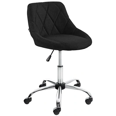 Imagen de CLP Taburete de Trabajo Lazio con Ruedas En Simil Cuero o Tela I Silla Oficina Regulable Altura &amp; Giratoria, Color:Negro, Material Base:Tela