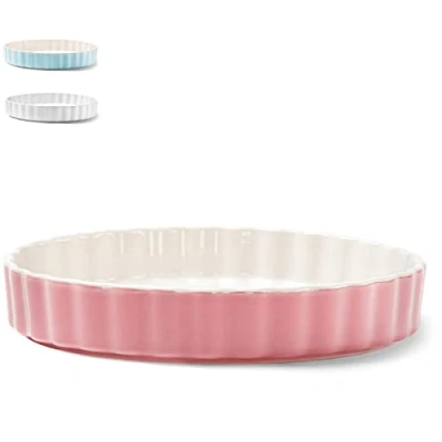 Imagen de KIVY Molde para Tartas 28 cm de Cerámica Antiadherente Quiche Redondo Fuente Horno Redonda Moldes Repostería la Tarta Manzana