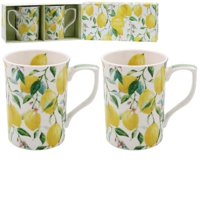 Imagen de Lesser &amp; Pavey Juego de 2 tazas café diseño británico cerámica para el hogar o trabajo grandes bebidas calientes té y (Juego
