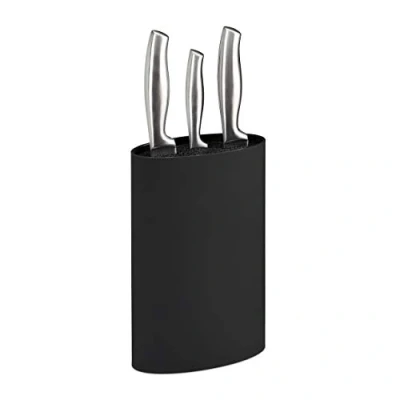 Imagen de Relaxdays 10027644_46 Taco Ovalado, Bloque Cerdas, Porta Cuchillos, Plástico 22x16,5x6,5 cm, Negro