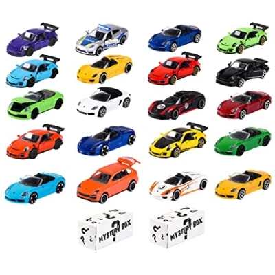 Imagen de Majorette Pack de 22 Coches Juguete Marca Porsche, 7,5cm, Alto Nivel Detalle y Realismo, Incluye 2 Exclusivos Vehículos Misteriosos (212058601)