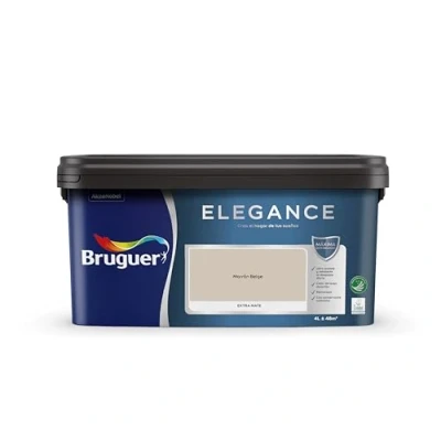 Imagen de Bruguer Elegance Pintura Monocapa Extra Mate para Paredes y Techos, Interior Exterior protegidos, Ultra Lavable, Resistente al Desgaste Manchas, Con conservante Antimoho, Marrón Beige 4 L