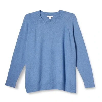 Imagen de Amazon Essentials Jersey de Tacto Suave con Cuello Redondo, Manga Larga y Corte Clásico Mujer, Azul Aciano, S