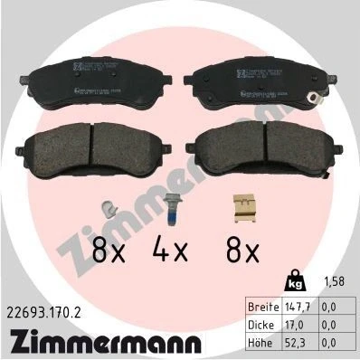 Imagen de ZIMMERMANN 22693.170.2 Juego de pastillas freno FORD: Ranger Mk3